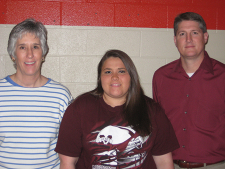 Cheri Cabello with Paul Power and Principal Greg Watson